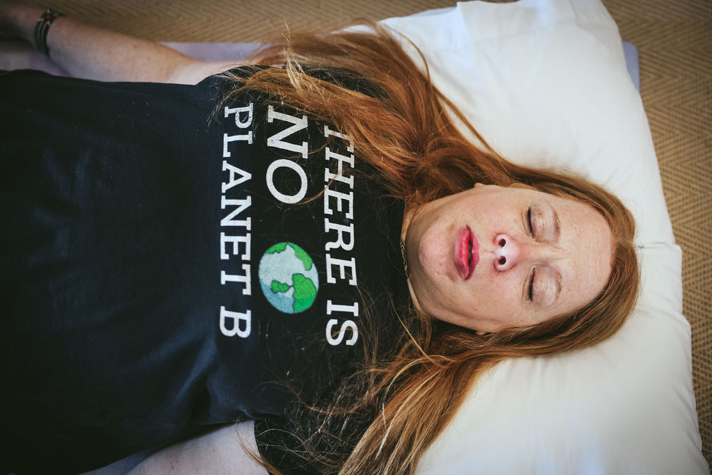 woman resting eyes closed